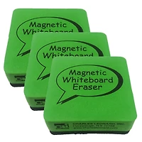 Charles Leonard Green & Black Dry Erase Whiteboard Magnetic Eraser, 3 Packs of 12
