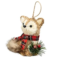 4" Natural Fox with Plaid Scarf Ornament by Ashland®