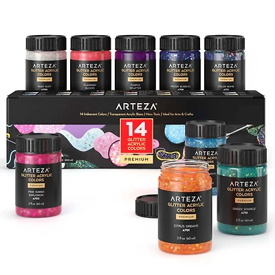 Arteza® Chunky Glitter Acrylic Craft Paint Set