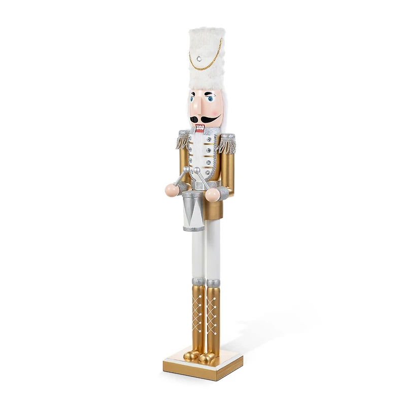 Glitzhome® 35.75"H Wooden Christmas Gold Dressed Soldier Nutcracker
