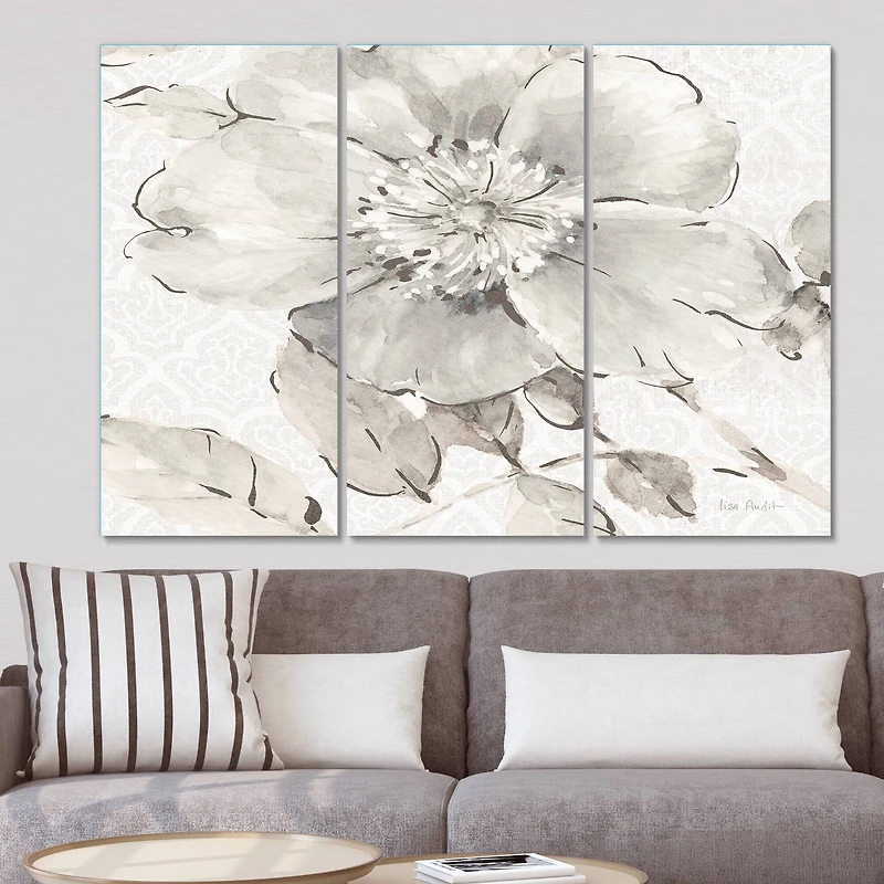 Designart - Indigold Grey Peonies II