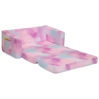 Delta Children 30" Pink Tie Dye Cozee Flip Out 2-in-1 Convertible Chair to Lounger