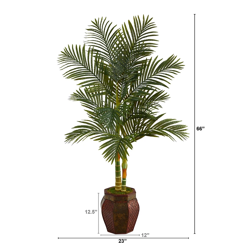 5.5ft. Golden Cane Artificial Palm Tree in Decorative Planter