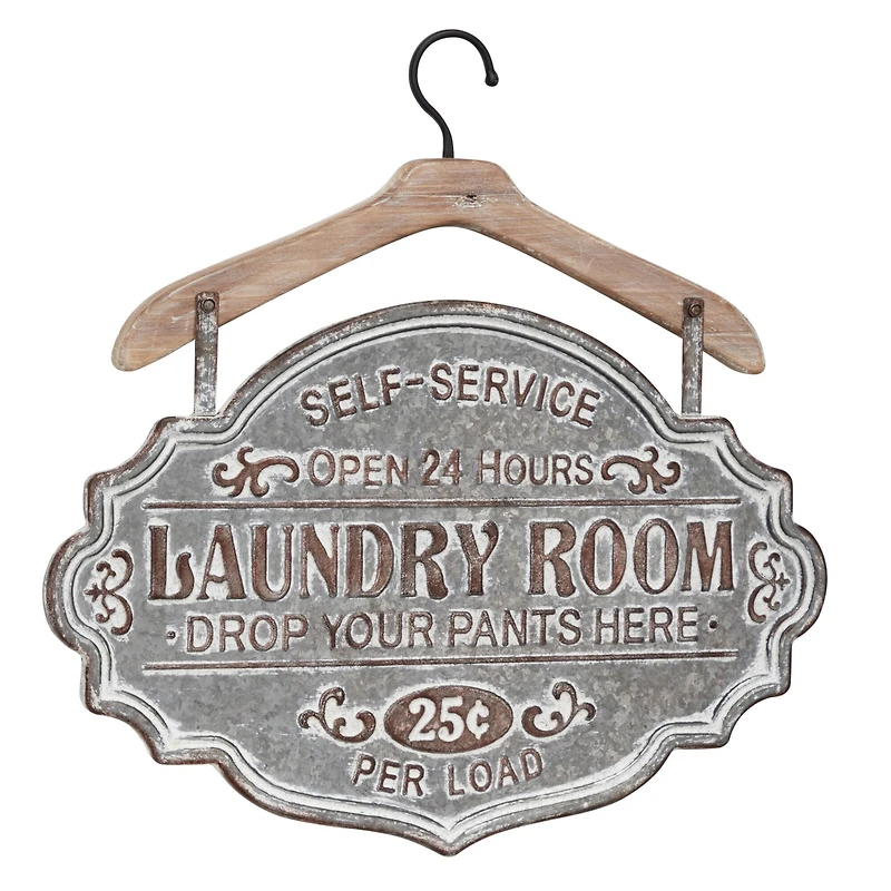Gray Laundry Room Metal Farmhouse Sign Wall Decor