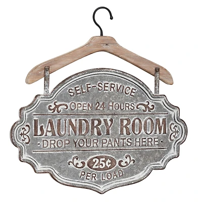 Gray Laundry Room Metal Farmhouse Sign Wall Decor