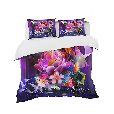 Designart 'Abstract Floral Design with Dove' Modern & Contemporary Bedding Set