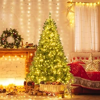 Costway 6ft. Pre-Lit Hinged Artificial Christmas Tree, Warm White LED Lights