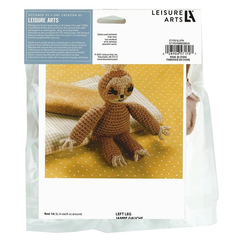 Leisure Arts® Make A Little Friend Sloth Kit