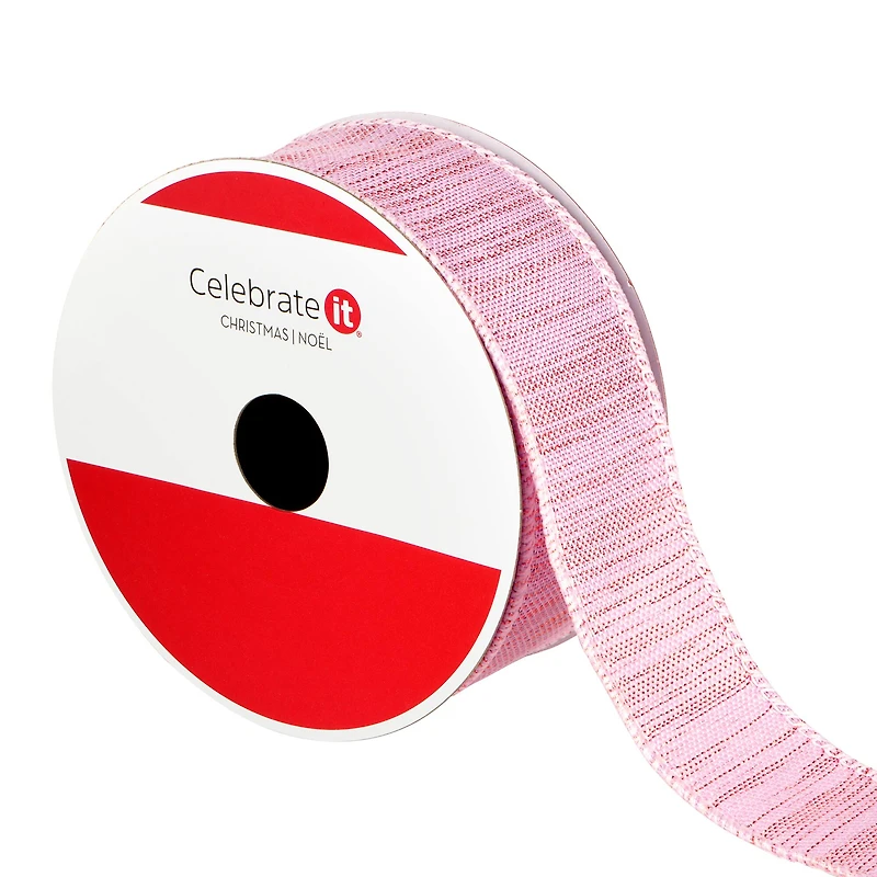 1.5" x 30ft. Blush & Gold Wired Ribbon by Celebrate It®