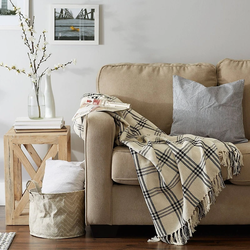 DII® Black Modern Farmhouse Plaid Throw