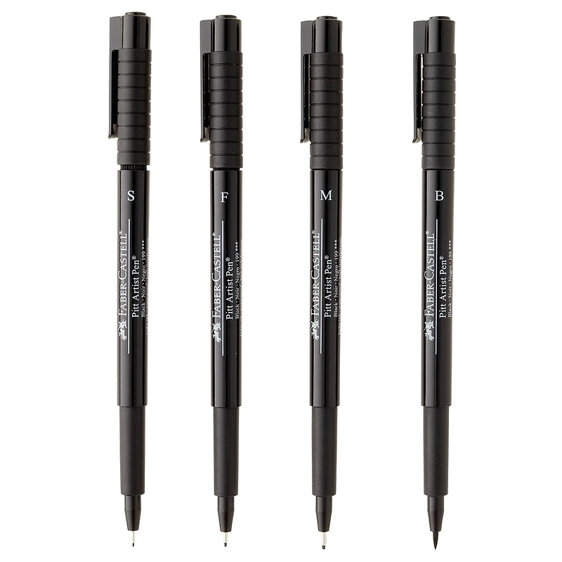 Faber-Castell® PITT® Artist Black Pen Set, 4 Piece