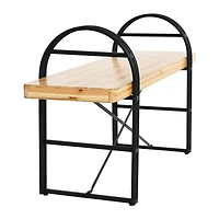 Hello Honey® 48" Blonde Nordic Fir Wood & Black Iron Bench