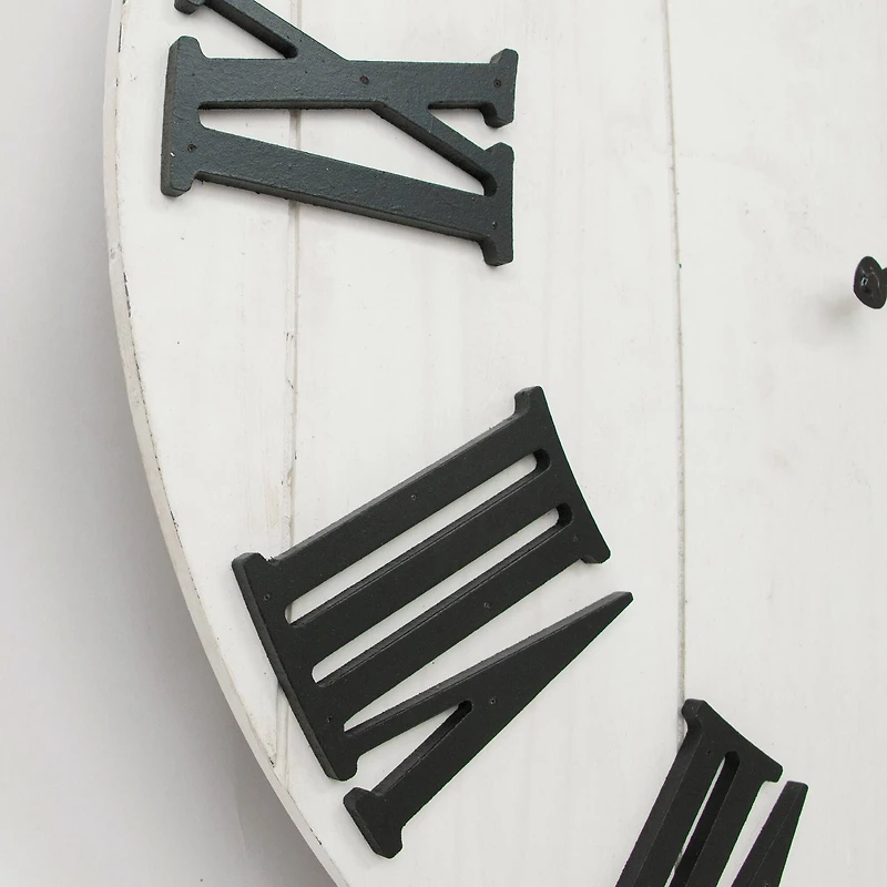 Whitewashed Wood Rustic Oversized Wall Clock (25")