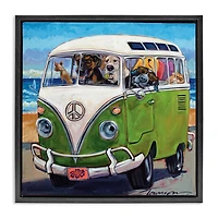 Stupell Industries Dogs Driving Retro Van Floater Framed Art