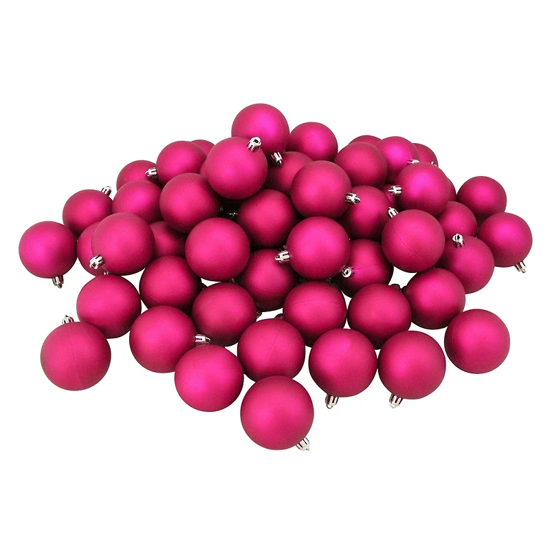 60ct. 2.5" Matte Magenta Plink Shatterproof Christmas Ball Ornaments