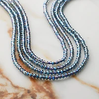 Blue Faceted Glass Rondelle Beads, 2mm by Bead Landing™