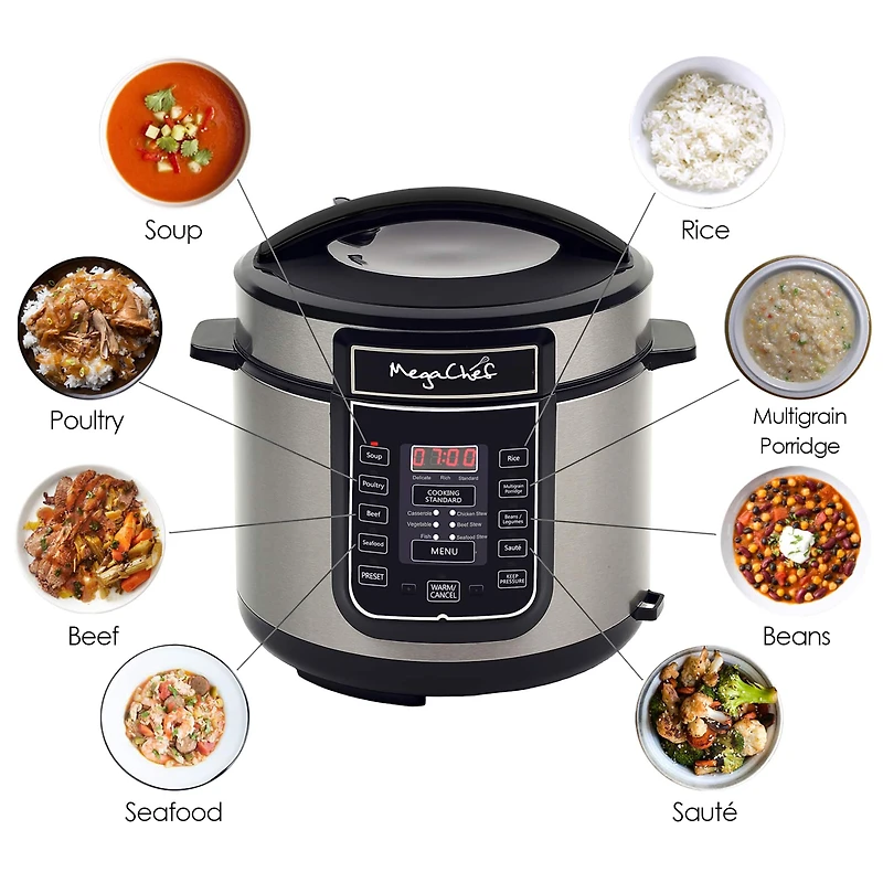 Megachef 6qt. Digital Pressure Cooker With 14 Pre-set Multi Function Features
