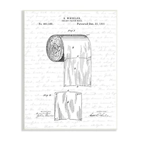 Stupell Industries Toilet Paper Roll Patent Black And White Bathroom Design Wood Wall Plaque