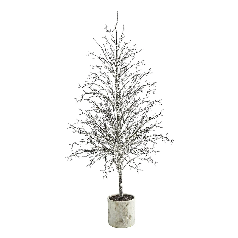 6ft. Unlit Snowed Twig Artificial Christmas Tree in Decorative Planter