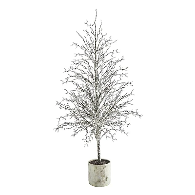 6ft. Unlit Snowed Twig Artificial Christmas Tree in Decorative Planter