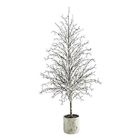 6ft. Unlit Snowed Twig Artificial Christmas Tree in Decorative Planter