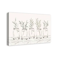 Greenery In Mason Jars 30" x 20" Canvas Wall Art