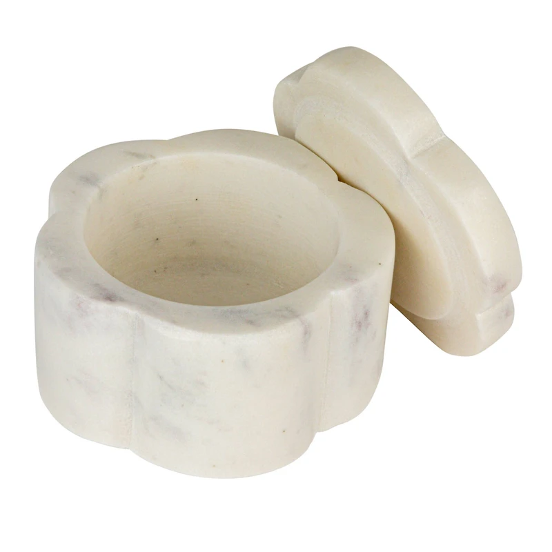 Hello Honey Elegant White Marble Pinch Pot with Lid