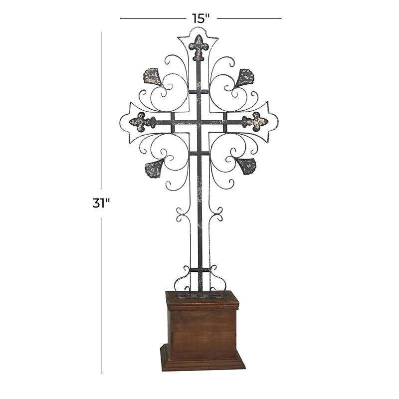 31" Black Iron French Country Cross