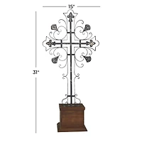 31" Black Iron French Country Cross