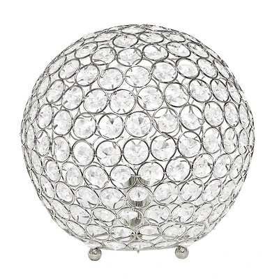 Lalia Home 10" Medium Metal Crystal Round Orb Table Lamp