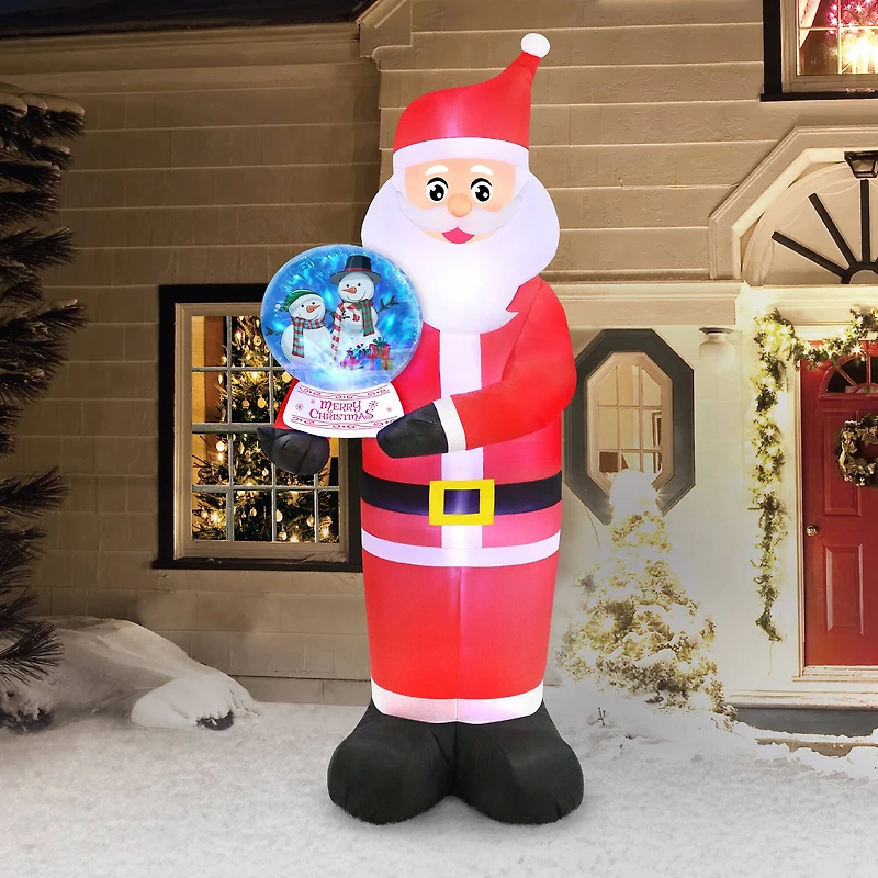 Occasions 8ft. Inflatable Santa Holding Swirling Lights Snow Globe