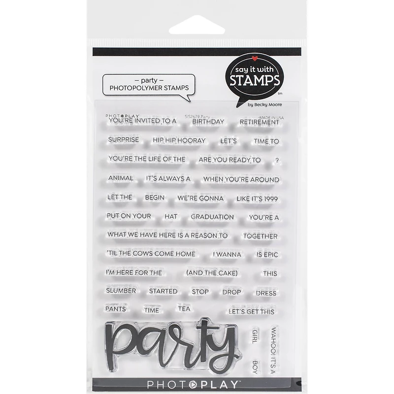 PhotoPlay™ Say It With Stamps™ Party Clear Stamps