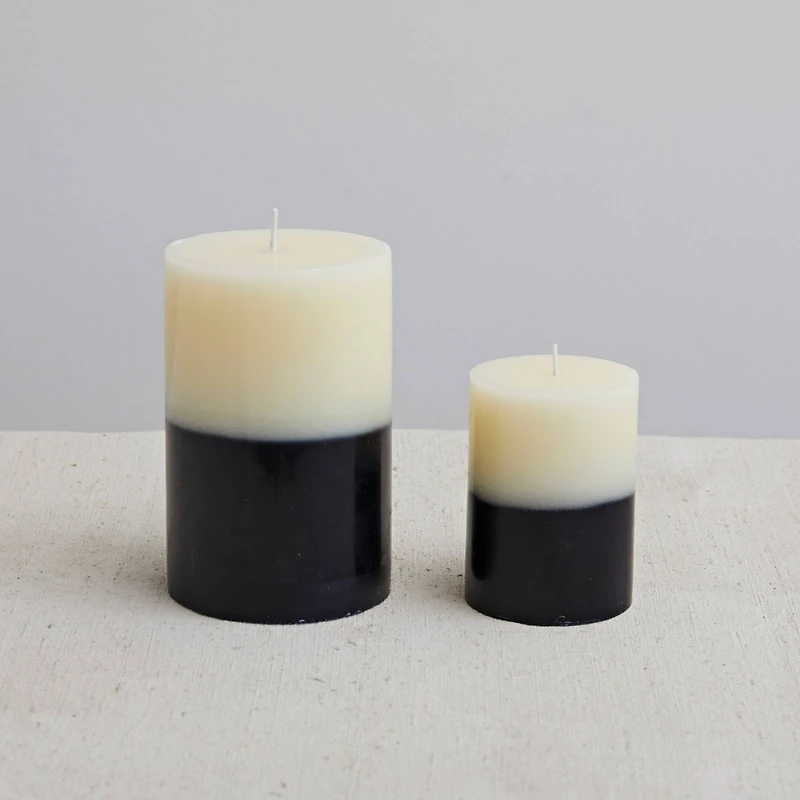 Hello Honey® 6" Black & Cream Unscented Pillar Candle