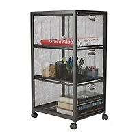 Mind Reader Black 3 Drawer Rolling File Cabinet