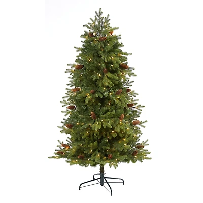 5.5ft. Pre-Lit Yukon Mountain Fir Artificial Christmas Tree, Clear Lights
