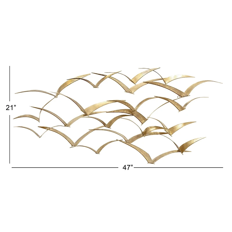 Gold Metal Coastal Birds Wall Decor, 47" x 21"