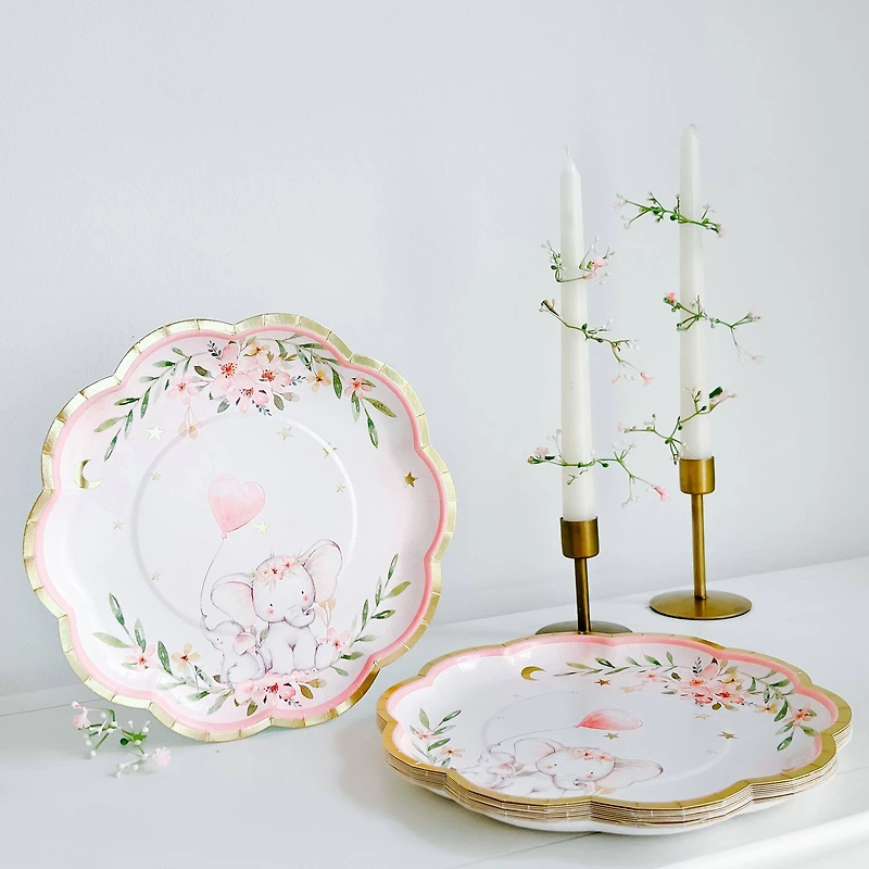 Kate Aspen® 9" Pink Elephant Baby Shower Premium Paper Plates, 16ct.
