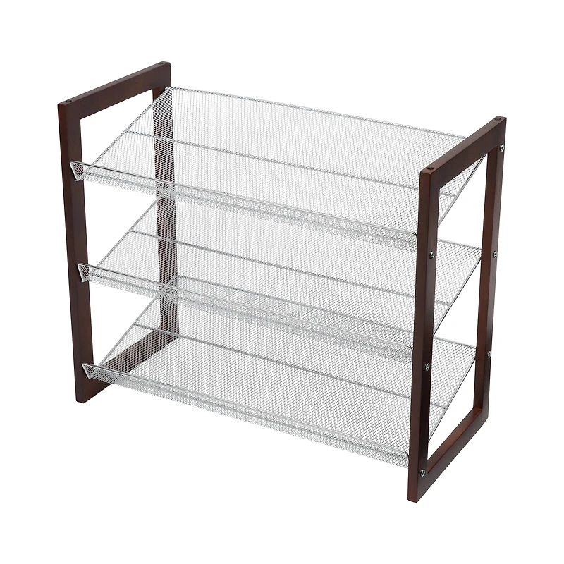 Organize It All Espresso 3 Tier Mesh Shelf Shoe Rack