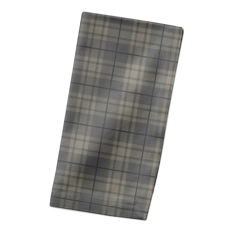Dark Gray Plaid 10" x 10" Cotton Twill Napkin