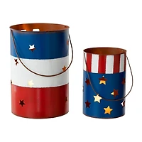 Glitzhome® Metal Patriotic American Bucket Set