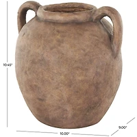 10.5" Copper Antique-Style Textured Ceramic Vase with Handles