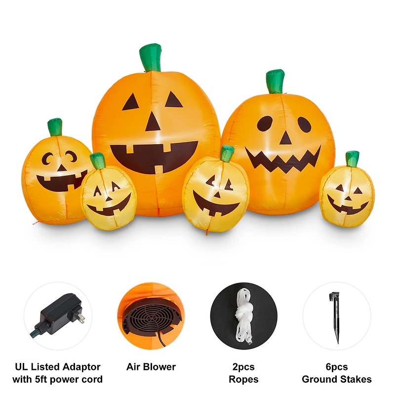 Glitzhome® 8ft. Lighted Inflatable Jack-O-Lantern Pumpkins Décor