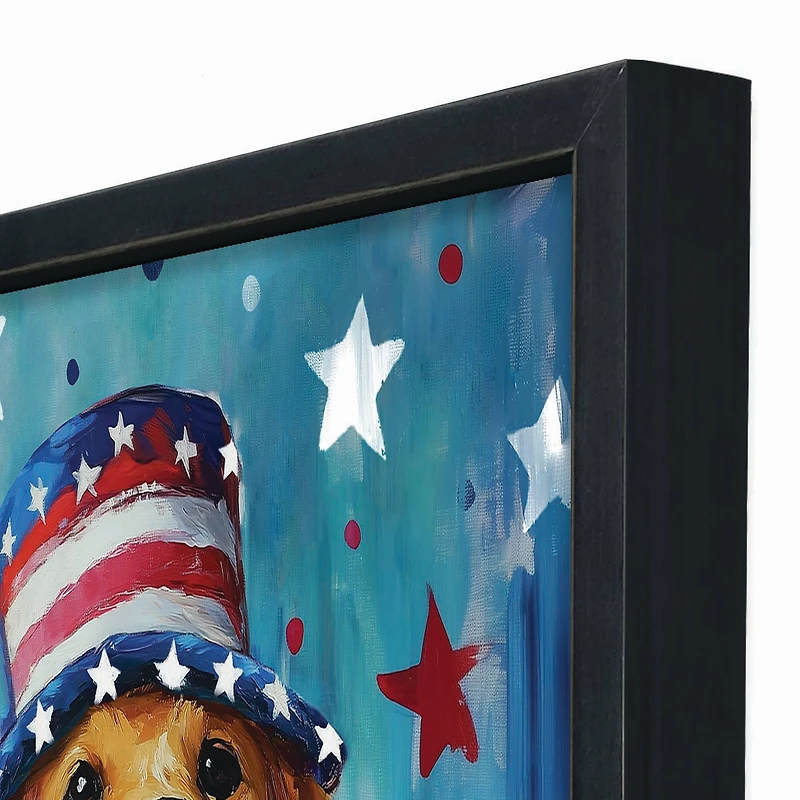 16" x 16" Patriotic Golden Retriever Framed Print