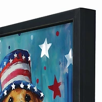 16" x 16" Patriotic Golden Retriever Framed Print