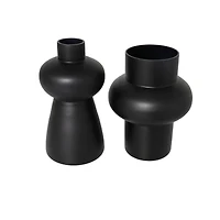 Black Glass Geometric Vase Set