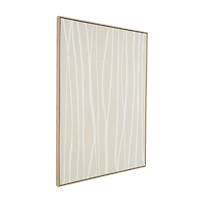 Beige Wooden Abstract Vertical Line Framed Wall Art with Brown Wooden Frame
