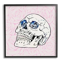 Stupell Industries Pink Roses Crystal Eyes Skull Framed Giclee Art