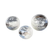 Blue, Brown & Cream Metal Abstract Swirl Orbs & Vase Filler Set