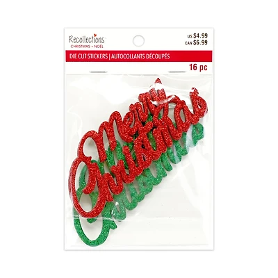Merry Christmas Glitter Die-Cut Stickers by Recollections™