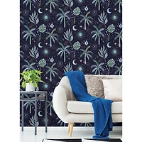 RoomMates Blue Nuit Tropicale Peel & Stick Wallpaper